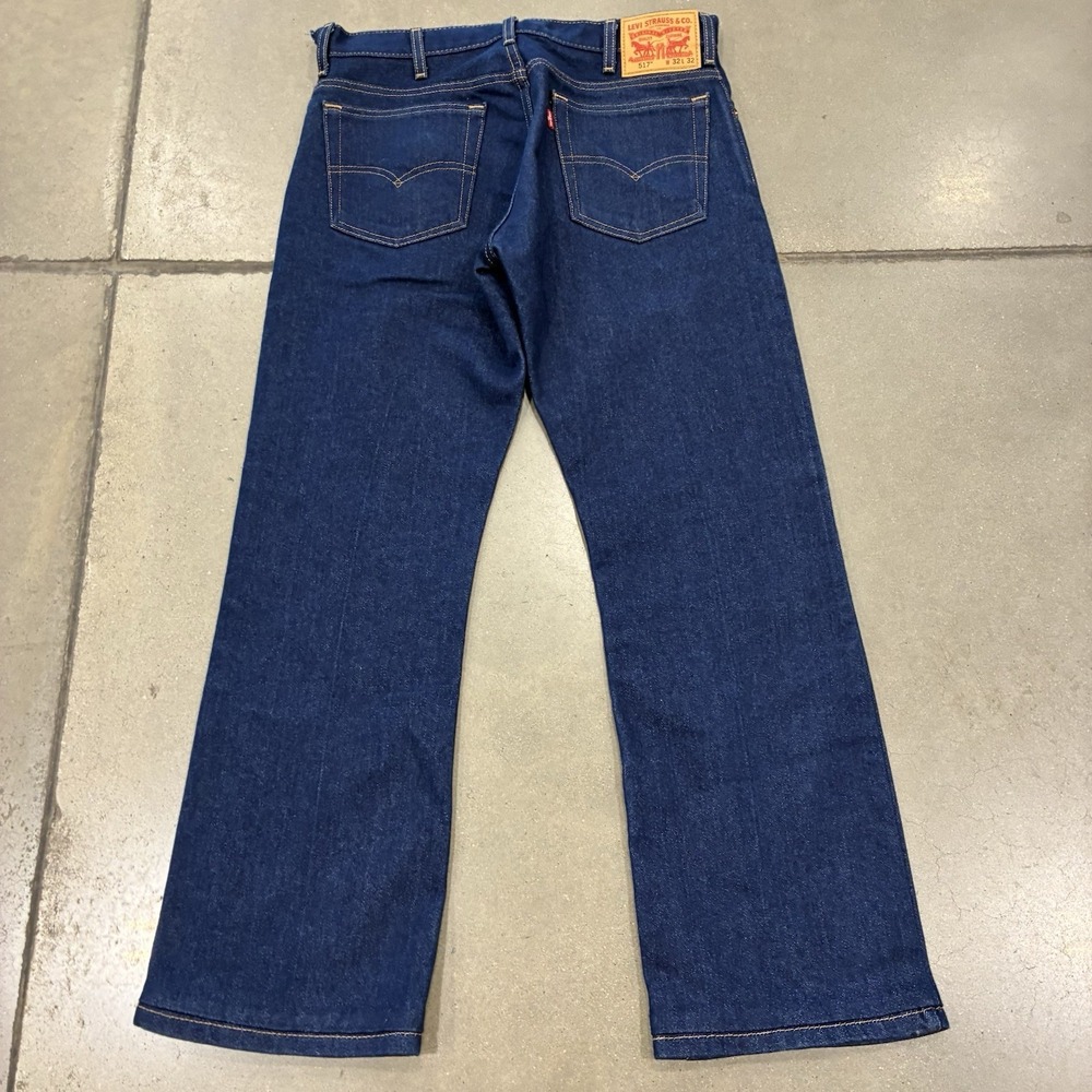 Levi's 517 Bootcut Jeans Men's Size 32x30 Blue Dark Wash Denim Rigid Altered* - Picture 8 of 8
